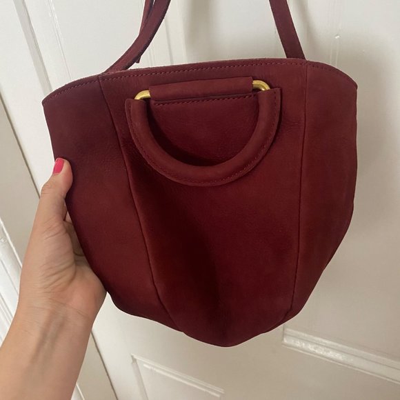 Madewell The Top-Handle Mini Bag Leather Purple Crossbody Shoulder - Picture 2 of 8